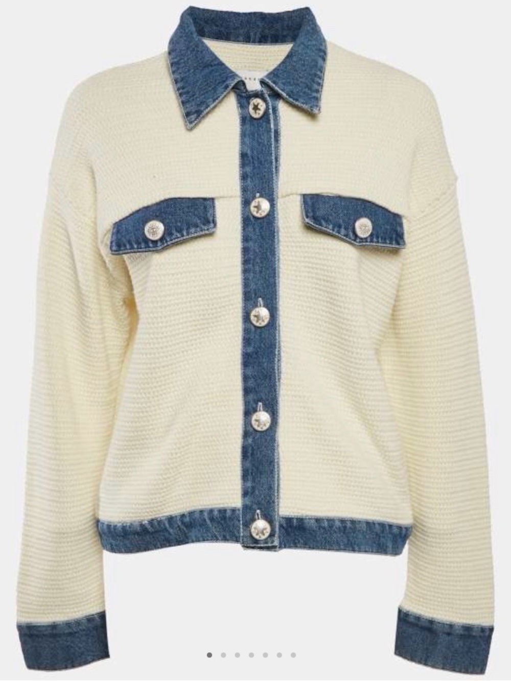 NWT Sandro SZ 1 Cream Crochet Nino Denim Detail